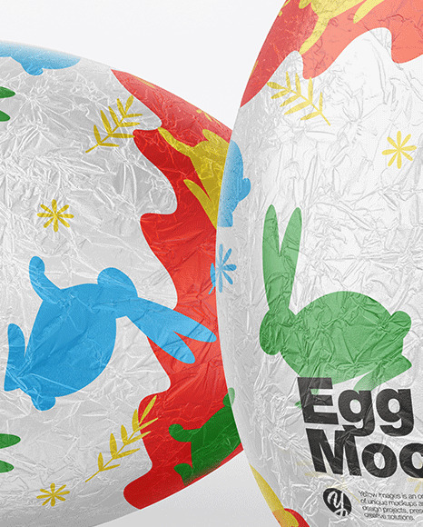 Two Eggs in Metallic Foil Mockup PSD #1