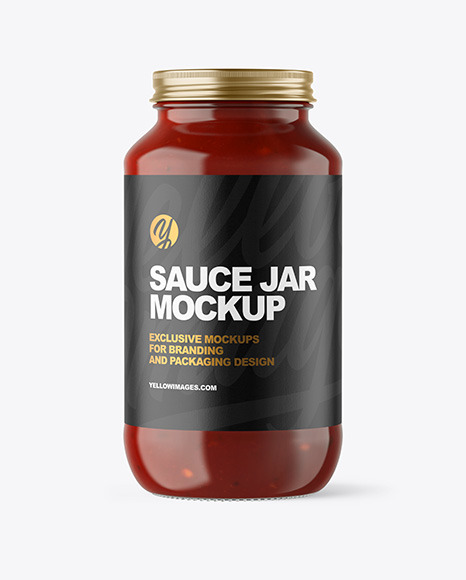 Download Clear Glass Jar With Red Sauce Mockup Designs Zone