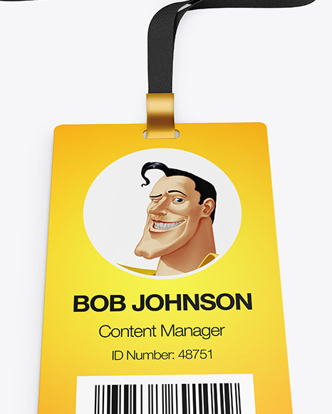 Lanyard w  Plastic ID Card Mockup PSD #1