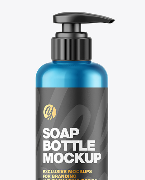 Download Metallic Soap Bottle W Pump Mockup Yellow Author