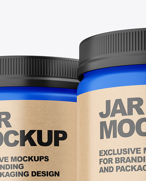 Three Matte Plastic Jars Mockup PSD #6