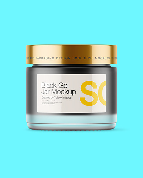 Frosted Glass Jar With Black Gel Mockup PSD #2