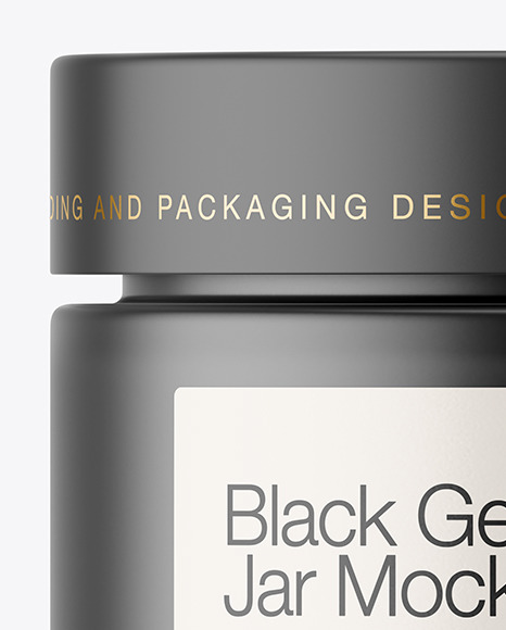 Frosted Glass Jar With Black Gel Mockup PSD #1