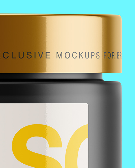 Frosted Glass Jar With Black Gel Mockup PSD #7
