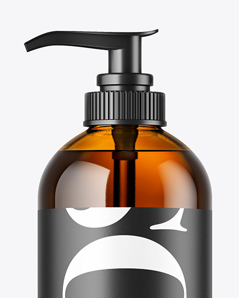 Amber Cosmetic Bottle w  Pump Mockup PSD #2
