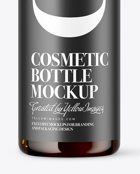 Amber Cosmetic Bottle w  Pump Mockup PSD #1