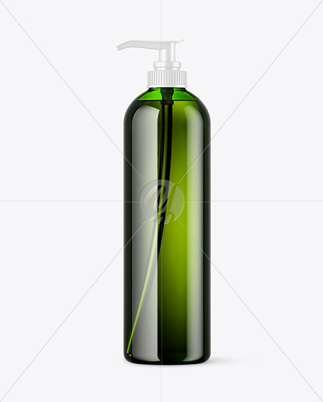 Green Cosmetic Bottle w  Pump Mockup PSD #3
