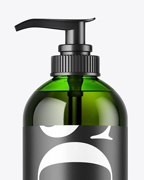 Green Cosmetic Bottle w  Pump Mockup PSD #2