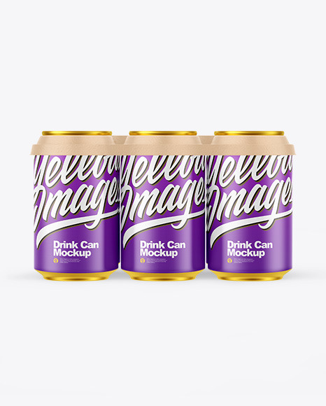 6 Pack Matte Cans with Holder Mockup PSD #2