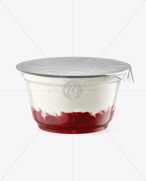 Plastic Cup w/ Yogurt and Cherry Jam