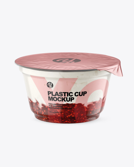 Plastic Cup w/ Yogurt and Raspberry Jam