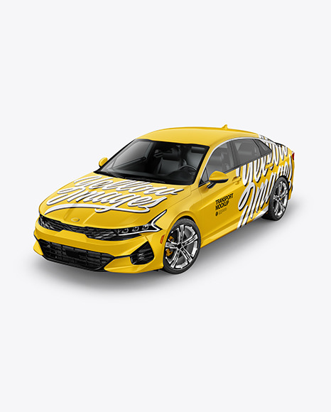 Sedan Mockup - Half Side View (High-Angle Shot)