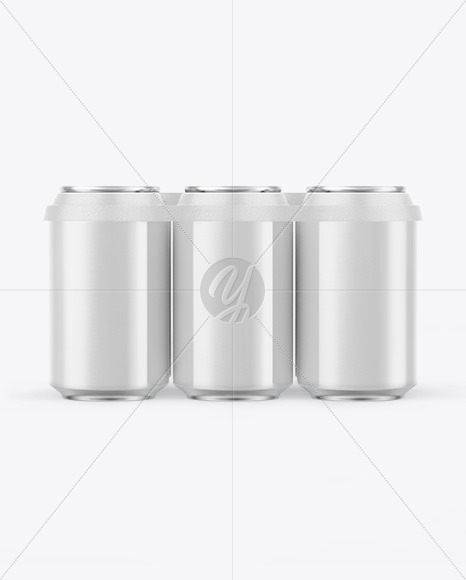 6 Pack Glossy Cans with Holder Mockup PSD #3