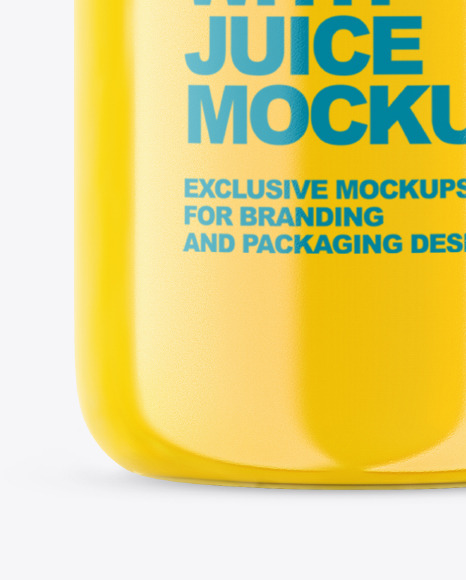 Glass Bottle with Orange Juice Mockup PSD #6