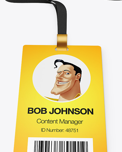 Lanyard w  Plastic ID Card Mockup PSD #1