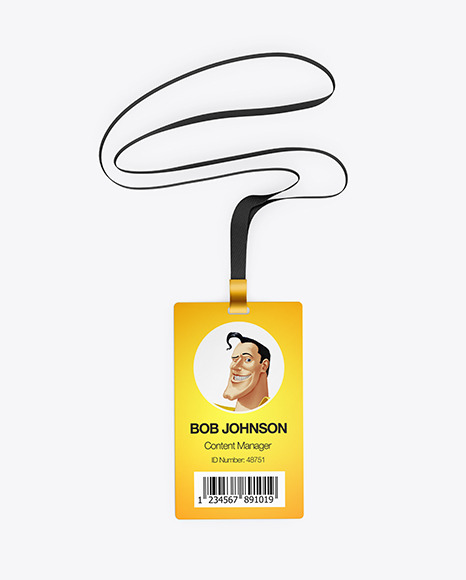 Lanyard w/ Plastic ID Card Mockup