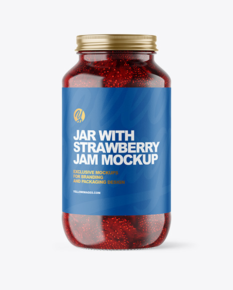 Download Clear Glass Jar With Strawberry Jam Mockup In Jar Mockups On Yellow Images Object Mockups