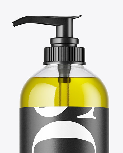 Clear Glass Cosmetic Bottle with Pump   Oil Mockup PSD #2