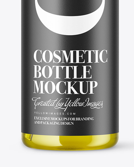 Clear Glass Cosmetic Bottle with Pump   Oil Mockup PSD #1