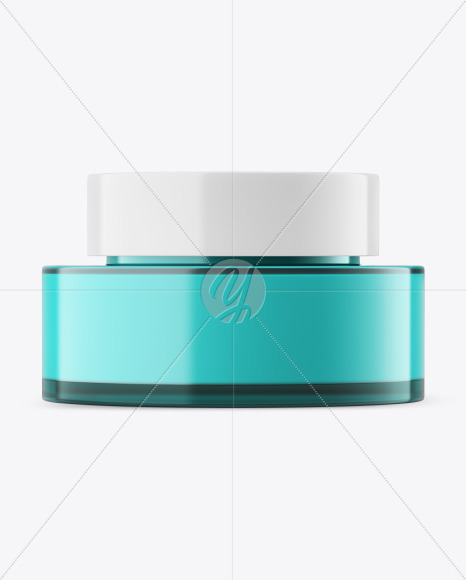 Blue Glass Cosmetic Jar Mockup
