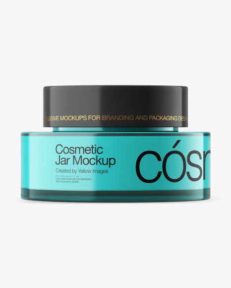 Blue Glass Cosmetic Jar Mockup