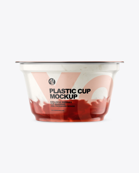 Plastic Cup w/ Yogurt and Strawberry Jam