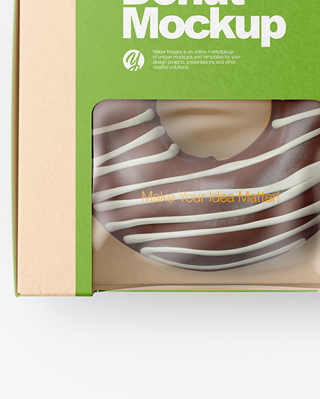 Download Kraft Box With Donut Mockup In Box Mockups On Yellow Images Object Mockups