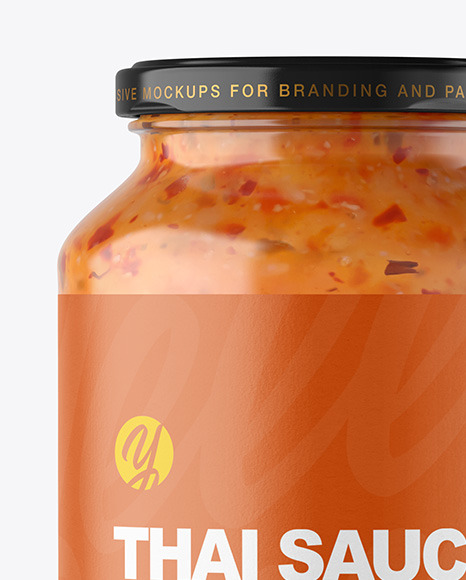 Clear Glass Jar with Sweet Chili Thai Sauce Mockup PSD #7