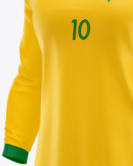 Women’s Long Sleece Football Kit Mockup – Half Side View PSD #1