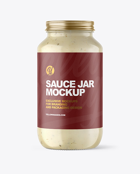 Clear Glass Jar with Tar Tar Sauce Mockup