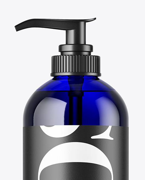 Blue Glass Bottle w  Pump Mockup PSD #2