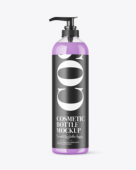 Clear Liquid Soap Bottle with Pump Mockup