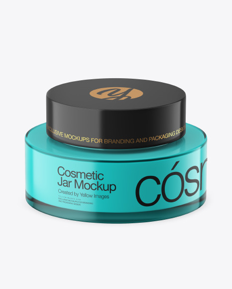 Blue Glass Cosmetic Jar Mockup
