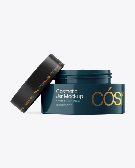 Opened Glossy Cosmetic Jar Mockup