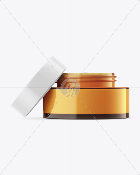 Opened Amber Glass Cosmetic Jar Mockup