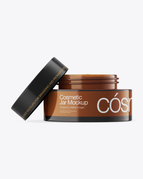 Dark Amber Glass Cosmetic Jar Mockup