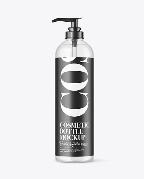 Clear Cosmetic Bottle w/ Pump Mockup