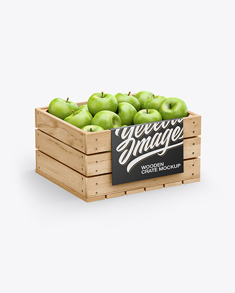 Crate with Green Apples Mockup