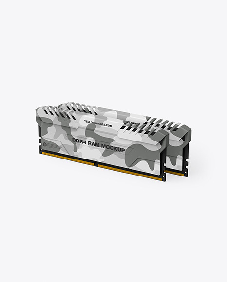 Download Two Modules Of Ddr4 Ram Mockup In Device Mockups On Yellow Images Object Mockups