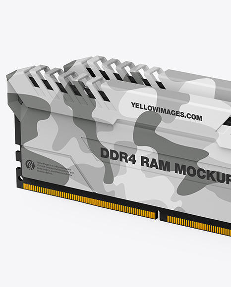 Download Two Modules Of Ddr4 Ram Mockup In Device Mockups On Yellow Images Object Mockups