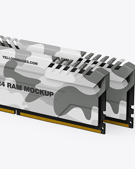 Download Two Modules Of Ddr4 Ram Mockup In Device Mockups On Yellow Images Object Mockups