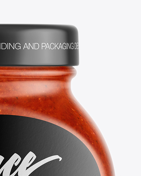 Glass Jar with Tomato Sauce Mockup PSD #1