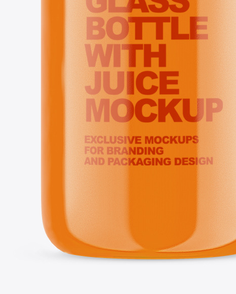 Glass Bottle with Carrot Juice Mockup PSD #1