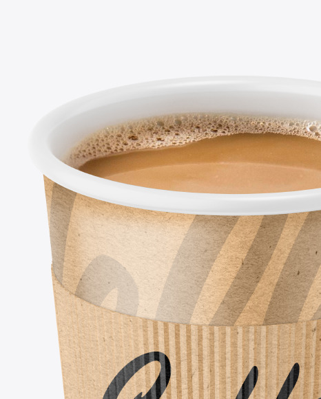 Kraft Paper Coffee Cup With Kraft Holder Mockup PSD #3