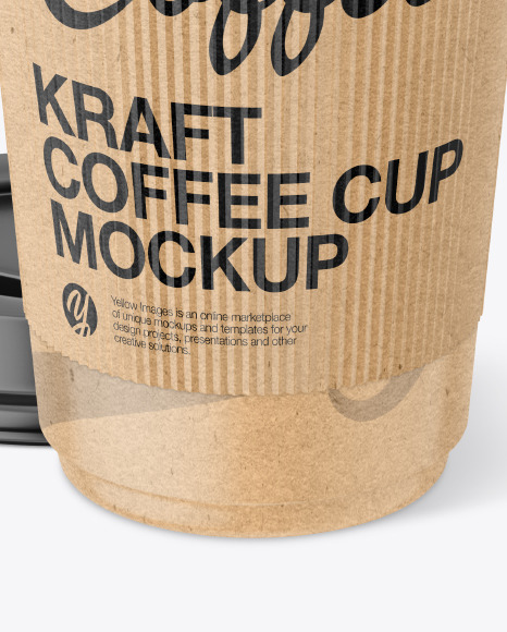 Kraft Paper Coffee Cup With Kraft Holder Mockup PSD #4