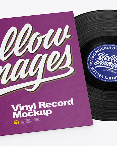 Download Vinyl Record W Paper Cover Mockup In Stationery Mockups On Yellow Images Object Mockups