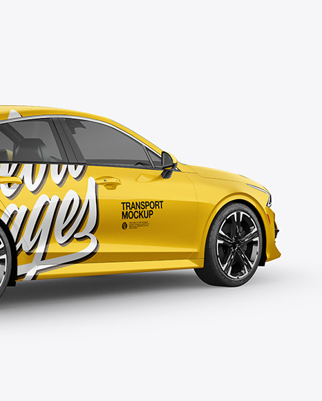 Download Sedan Mockup Back Half Side View In Vehicle Mockups On Yellow Images Object Mockups