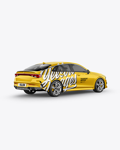 Sedan Mockup - Back Half Side View