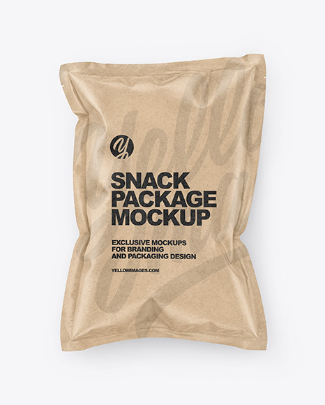 Download Kraft Snack Package Mockup in Bag & Sack Mockups on Yellow Images Object Mockups