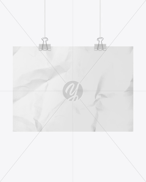 Crumpled A4 Poster with Clip Mockup PSD #1